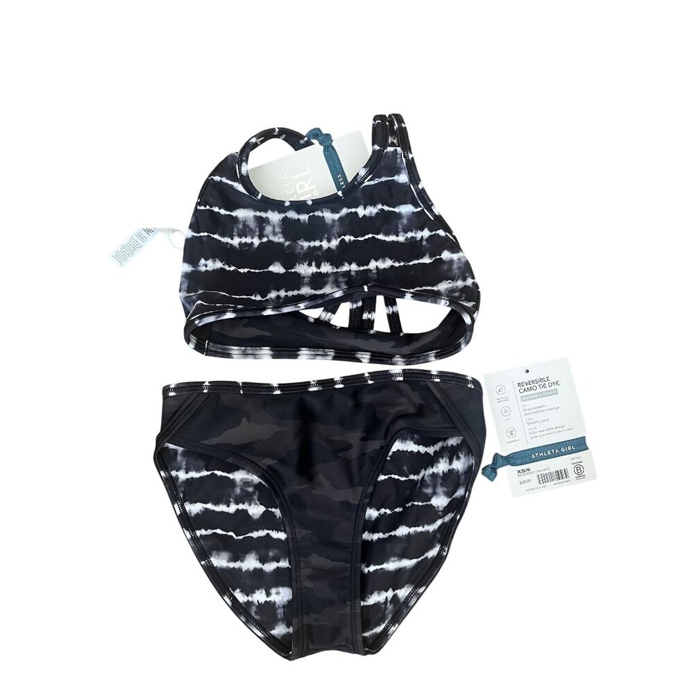 Athleta Girl Reversible Black White Camo Bikini Bottoms XS/6